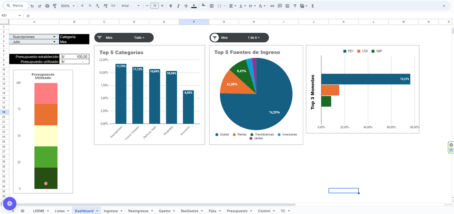 Sheets Finanzas Personales (sin Forms)
