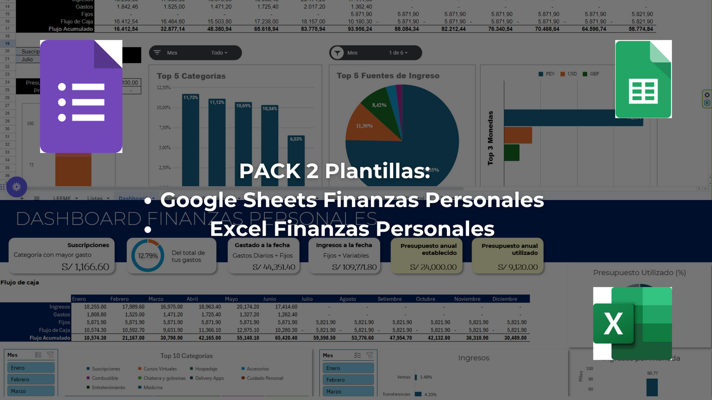 Excel y Sheets Finanzas Personales (con Google Forms)